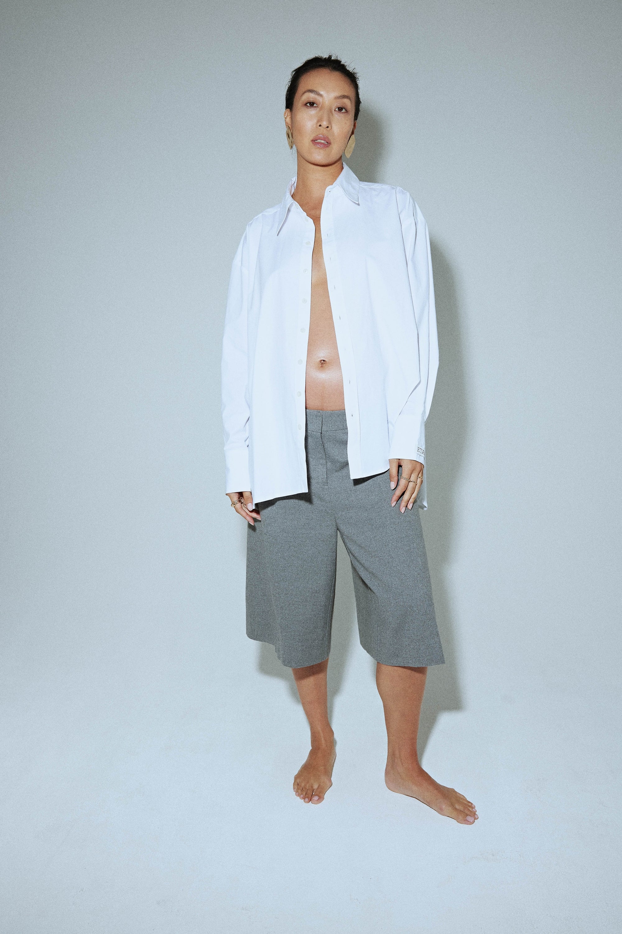 Curved Hem Shirt in White