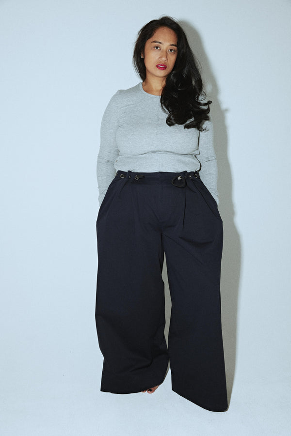 Drawstring Tailored Pant in Navy